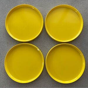 Oblique by PMC Vintage Yellow Melamine Plate Set of 4 in Like New Condition